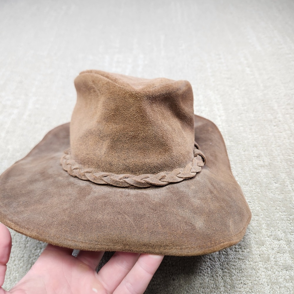 Minnetonka The Outback Hat Brown Leather Western Cowboy Hat Men Medium Frontier